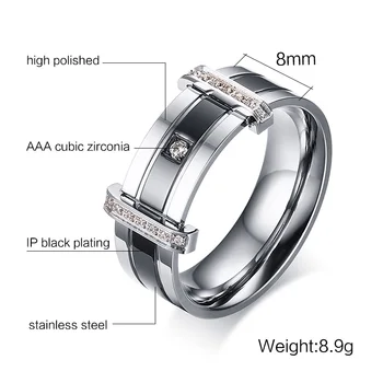 Oceľové Prstene pre Mužov 8MM Exkluzívne Mužov Zásnubné Prstene