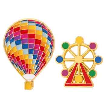 ZXMJ teplovzdušný Balón Brošňa Cartoon Farebné ruské koleso Smalt Odznaky Pin Kovové Šperky Darček Odevné doplnky
