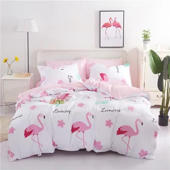 1pc Cartoon Flamingo Vytlačí Perinu Zimné Mäkké Teplé Jednoduchá Starostlivosť Jednoduchý Štýl, Kráľovná, Kráľ Twin Deka Zahŕňa 220x240 Obliečky