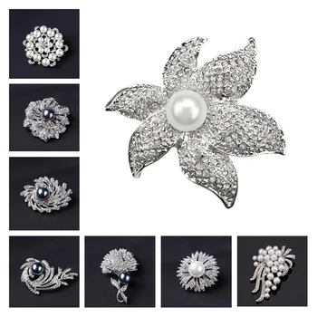 Pearl Flower Brošňa Pre Ženy Vintage Drahokamu Módne Šperky, Svadobné Svadobné Kytice Bižutériou Broches Kolíky Darček Príslušenstvo