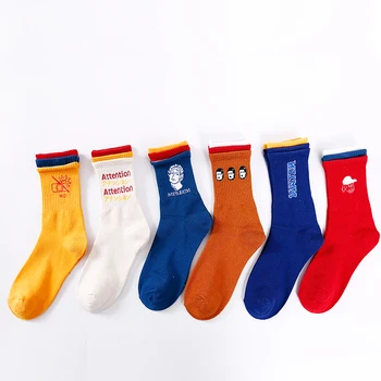 Móda Harajuku Bavlna Modrá Oranžová Červená Žltá Biela Ponožky Ženy Muži Zábavné Ponožky Pre Dospelých Bežné Posádky Ponožky Jeseň Zima