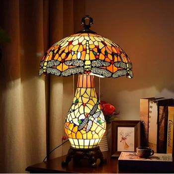 LED Tiffany dragonfly Živice Železo, Sklo Art Deco LED Lampou.LED Svetlo.Tabuľka Svetlo.Stolná Lampa.Stolná Lampa.LED Stolná Lampa Pre Spálne