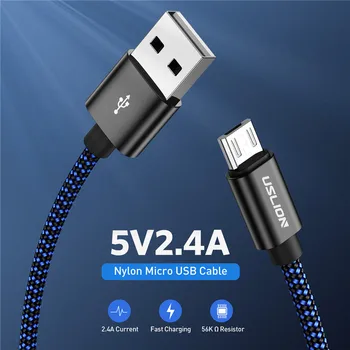 USLION Kábel Micro USB Pre Samsung S4 S5 S6 Okraji Xiao Poznámka 4 4X Nylon Pletená Micro USB Nabíjanie Drôt Synchronizáciu Údajov Cabo Nabíjačky