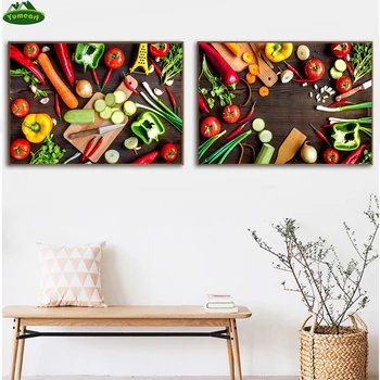 Yumeart Wall Art Plátno na Maľovanie Domova Zložiek Pre Zeleninové Ragú Na Drevený Obraz HD Vytlačí Plagát Pre Kuchynské Umenie