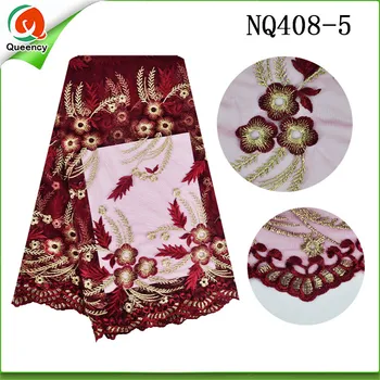 NQ408 Multi Farby 5 metrov Afriky Tylu Čistý Čipky Vyšívané Textílie pre Svadobný A Párty francúzsky Bavlnené Textílie, Čipky