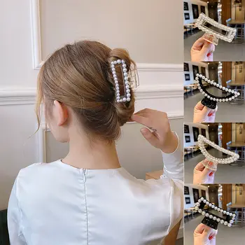 Ženy, Elegantné Luxusné Krištáľové Perly Geometrické Veľké Kovové Barrettes Vlasy Pazúry Sladké Vlásenky Hlavový Most Módne Doplnky Do Vlasov