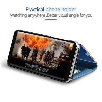 Smart Mirror Flip puzdro Pre Samsung Galaxy A10E Luxusné Vymazať Zobrazenie PU Kožené Kryt Smart View obal pre Samsung Galaxy A10E