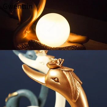 Swan, Dekorácie, Stolové Lampy, Romantické Nordic Domova Led Loptu Svetlo pre Noc Posteli Spálňa Lampy Svietidlá Svadobný Dar