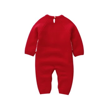 2019 Nové Novorodenca Chlapec Dievča Vianoce, Santa Romper Pletené Červená Vianočné Jumpsuit Sveter Teplé Oblečenie, Detská Zimné Oblečenie 0-24M