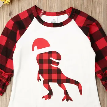 Batoľa Detský Baby Chlapci, Dievčatá Vianočné Oblečenie Bavlna Koberčeky Dinosaura Vytlačené Dlhý Rukáv T Shirt Topy Tee Blúzka Jeseň 1-5Y