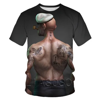 Muži a ženy t-shirts môžete byť prispôsobené hip hop popeye 3D tlač letné módy mäkké textúry bežné krátke sleeve T-shirts