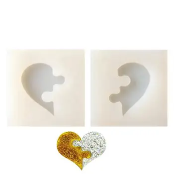 2 ks/set v tvare Srdca Puzzle Skladačka Šperky Silikónové Formy s Otvorom pre Ílu Polyméru,Crafting, Epoxidové Živice,Prívesok, Náušnice Mak