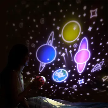 Farebné Led Lampa S Rotujúcimi Projektor Hviezdy, Rakety, Vesmír, Oceán Narodeniny Päť List Nočné Svetlo Darček Pre Priateľov Deti