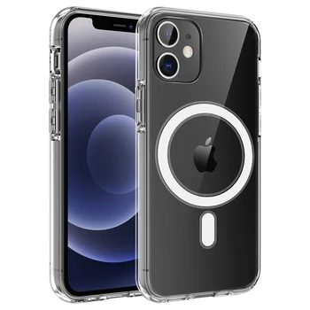 Magsafe puzdro pre Iphone 12 Pro Max Mini Podporu Bezdrôtového Nabíjania Drop Ochrany Taška Fundas Coque priehľadný Akrylový Zadný Kryt
