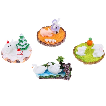 Horúce! 3ks/Set Micro Králik Swan Vianočné Figúrka Miniatúrne Ozdoby na DIY Víla Záhrade Malé Rastliny, Dekorácie