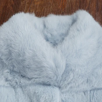 Dlhé dizajn vlny rez stojan golier prírodné králik kožušiny zimný kabát ženy slim teplé reálne kožušiny bunda vrchné oblečenie nový príchod