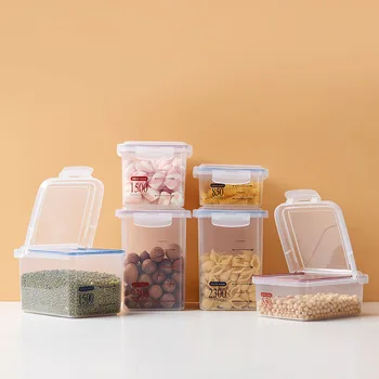 Multifunkčné Plastové Transparentné Zapečatené Môže Kuchyňa Zŕn Kávy, Cukor, Sladké Udržať Čerstvé Skladovanie Jar Zátka s mierkou Line Box