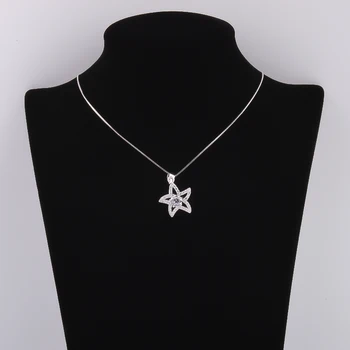 925 Sterling Silver Veľké Perly, Duté Star Náhrdelník Pre Ženy Duté Crystal Hviezdice Prívesky Módne Šperky Dary