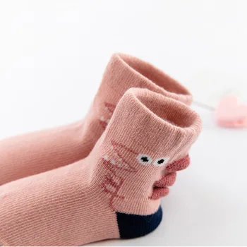 2019 Jeseň 5 Párov Baby Chlapci, Dievčatá Cartoon Vzor Ponožky Nastaviť Bavlna Teplé Podlahy Ponožky Leg Warmer