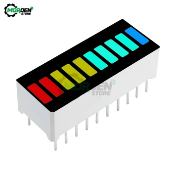 5V 10 Segment 4 Farebné LED Svetlo Úroveň nabitia Batérie Bar Graf Napájania Indikátor na Displeji Modul Červená Žltá Zelená Modrá