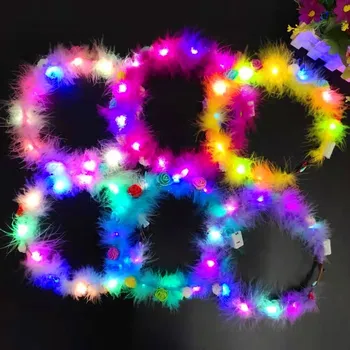 Žiariace Girlandy Svetlá pokrývku hlavy hlavový most Pierko Kvetinový Veniec, Karneval, Party Dodávky LED Vianoce Vianoce Pre Dievča, Darček