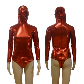 Nové Predaj Sexy Ženy Maskované Kombinézu Faux Kožené Teddies Exotické Zips Späť Otroctva Catsuit Fetish Dámy Zentai Oblek