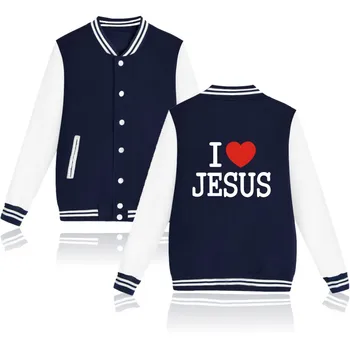 Nové Milujem Ježiša módne športy, Baseball Jacket muži ženy vrecku vtipné Mikiny, Mikiny bežné Dlhý Rukáv Bundy kabáty topy