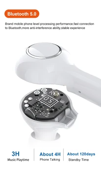 TWS Bluetooth 5.0 Slúchadlá 9D Stereo Digitálny Displej Slúchadlá In-Ear Slúchadiel do uší Touch Ovládania Slúchadlá s Mikrofónom
