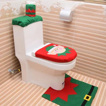 3PC Vianočné Closestool Kryt Santa Claus Wc Sedadlo A Tkaniva Kryt Nastaviť Vianočné Ozdoby Pre Kúpeľňa Mat kerst zariadených izbách