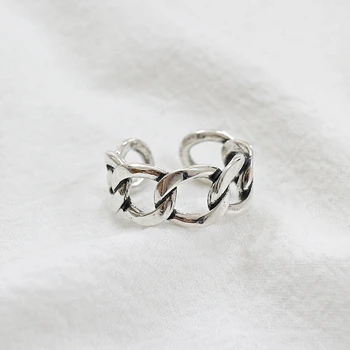 Springlight Vintage Duté Reťazca Otvoriť Krúžok Reálne 925 Sterling Silver Kreatívne Ručné Dizajn Jemné Šperky Prstene pre Ženy Darček