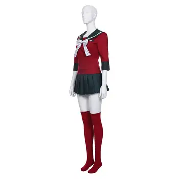 Anime Danganronpa V3 Zabíjanie Harmóniu Harukawa Maki Školskú Uniformu Cosplay Kostým Červená Top+Sukňa