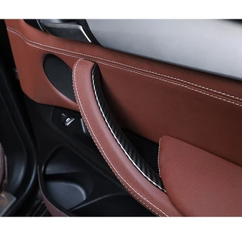 3KS/Set Vnútorné Dvere Potiahnite Rukoväť Výbava Kryt Uhlíkových Vlákien Vzor Interiéru Vozidla na BMW X5 X6 F15 F16