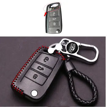 Kožené Kľúča Vozidla Kryt Prípade vhodné Na VW Polo, Golf 4 5 6 7 Passat B6 B5 T5 Kľúč, Kryt S Kľúčom Key Portect