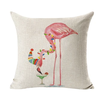 1Pcs Flamingo Vzor Bavlnená posteľná Bielizeň Hodiť Vankúš Vankúš Sedadlo Auta Domáce Dekorácie Gauč Dekor Dekoratívny Vankúš 40493