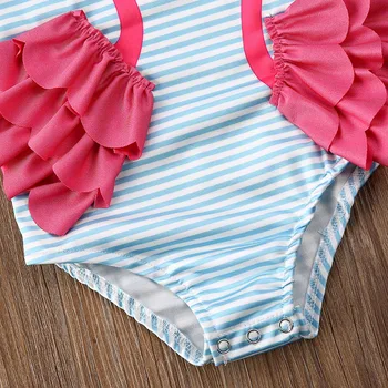 2020 Baby Girl Bikini Set Plavky 3D Flamingo Bikini Nastaviť Jeden kus Strappy Rozstrapatené Plavecké Plavky Kostým Kúpanie