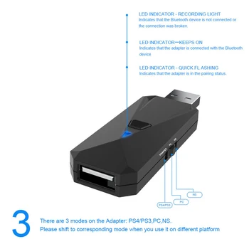 USB Bezdrôtový Bluetooth+Káblové Gamepad Adaptér Converter pre Nintend Prepínač Radosť-Con/Pro/PS4/PS3/PC/Wi iU/XboxOne/S/360