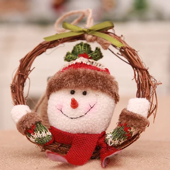 2019 Nový Rok Vianočné Dekorácie, Vence Ratan Vence Ozdoby Na Vianočné Stromčeky Vitrín Darček Snehuliak Santa Claus