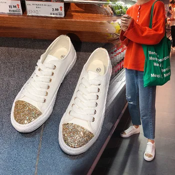 2020 plátno topánky študentky kórejská verzia Harajuku štýl rada topánky trblietavé farby zodpovedajúce tenisky ženy ZP-66