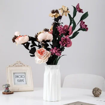 PE Plast Váza Prenosné Imitácia Keramické Kvetinové koše Domácnosti Jedinečný Váza Kvet Usporiadanie Nádoby Domáce Dekorácie