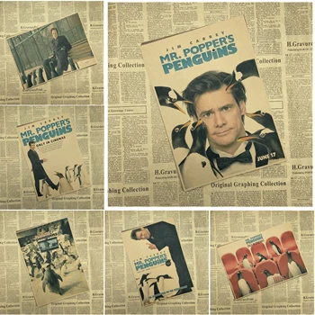 Pán Poppers Penguins Jim Carry Film Kraft Papier Plagát, Bar, Obývacia Izba, Jedáleň Stenu Dekoratívne Maľby