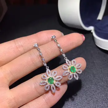 Nádherné zelené emerald drahokam stud náušnice ženy strieborné šperky skutočný prírodný klenot 925 sterling silver girl date strana darček