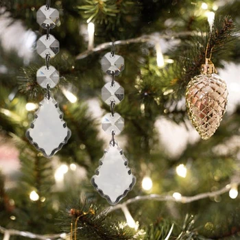 1Set priehľadný Akrylový Visieť Leaf Tvarované Crystal Vianočný Stromček Length10cm Ornament Drop Loptu Strom Dekorácie Domova