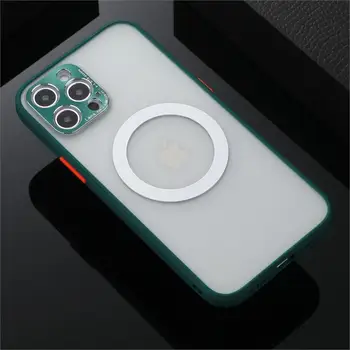 Metel Magnetické Telefón puzdro Pre iPhone 12 Pro Max Mini 11 X XS XR 8 Magnet Pre Nabíjačku Ochranný Kryt, Bezdrôtový Nárazníka Tenké Capa