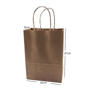 10pcs/veľa Módne 21X15X8cm kraft papier darčekové tašky s rukoväť/shopping /Vianoce hnedá balenie vrece/Vynikajúcu kvalitu recyklácia