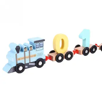 Baby Hračky, Drevené Hračky Vlak dreva Nastaviť Deti Trailer Drevený Vlak Vozidla Bloky Geometrie Farba Kognitívne Bloky Vzdelávania pre deti