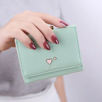 2020 nové malé peňaženky ženy krátke kazeta malé čerstvé jednoduché roztomilý láska mince kabelku žena tri-fold peňaženky