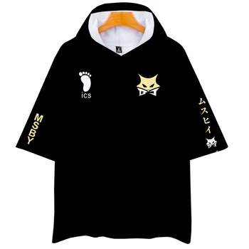 Nová Biela 3D Anime Haikyuu!! Kapucňou T-shirt Muži Ženy Topy Lete 3D Tlač MSBY Black Wolf Hip Hop Chlapci Bežné mikina s kapucňou t-shirt