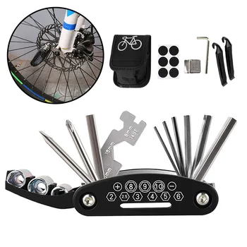 Povrch S Bag Údržba Prenosných Darček Univerzálny Bicykel Repair Tool Kit Multifunkčné Vonkajšie Cyklistické Skladacie 16 V 1