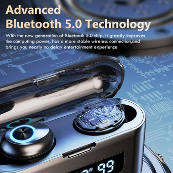 Tws moc dotykový displej Bluetooth headset bezdrôtový 2200mA prípade anti-kolízie športové vyhovovali Bluetooth 5.0 headset mikrofón