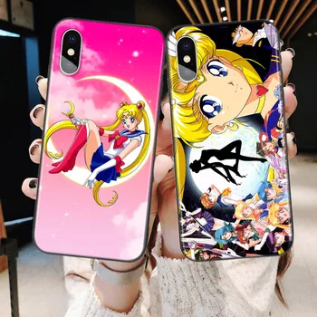 Anime SailorMoon Silikónové Telefón puzdro Pre Apple IPhone 12 Mini 11 Pro XS Max X XR 6S 6 7 8 Plus 5S Mäkké Čierny Matný Kryt
